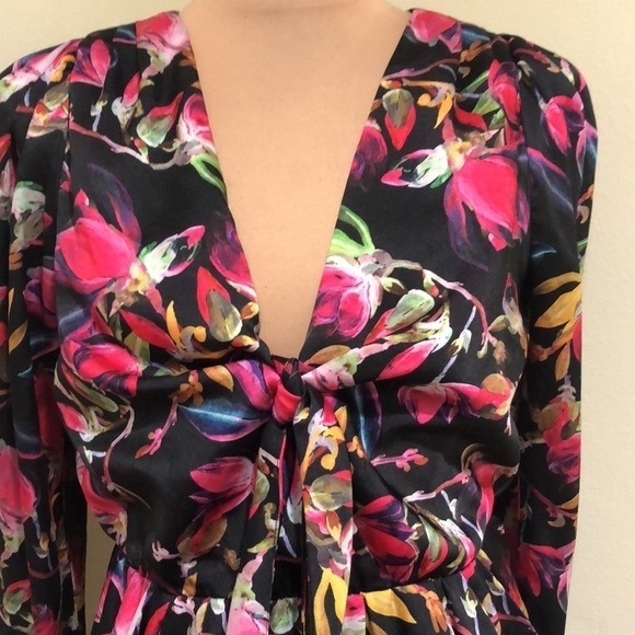 Delfi Collective Lindsay Maxi Dress Size Small Black Pink Tropical Floral Gown - Picture 4 of 12